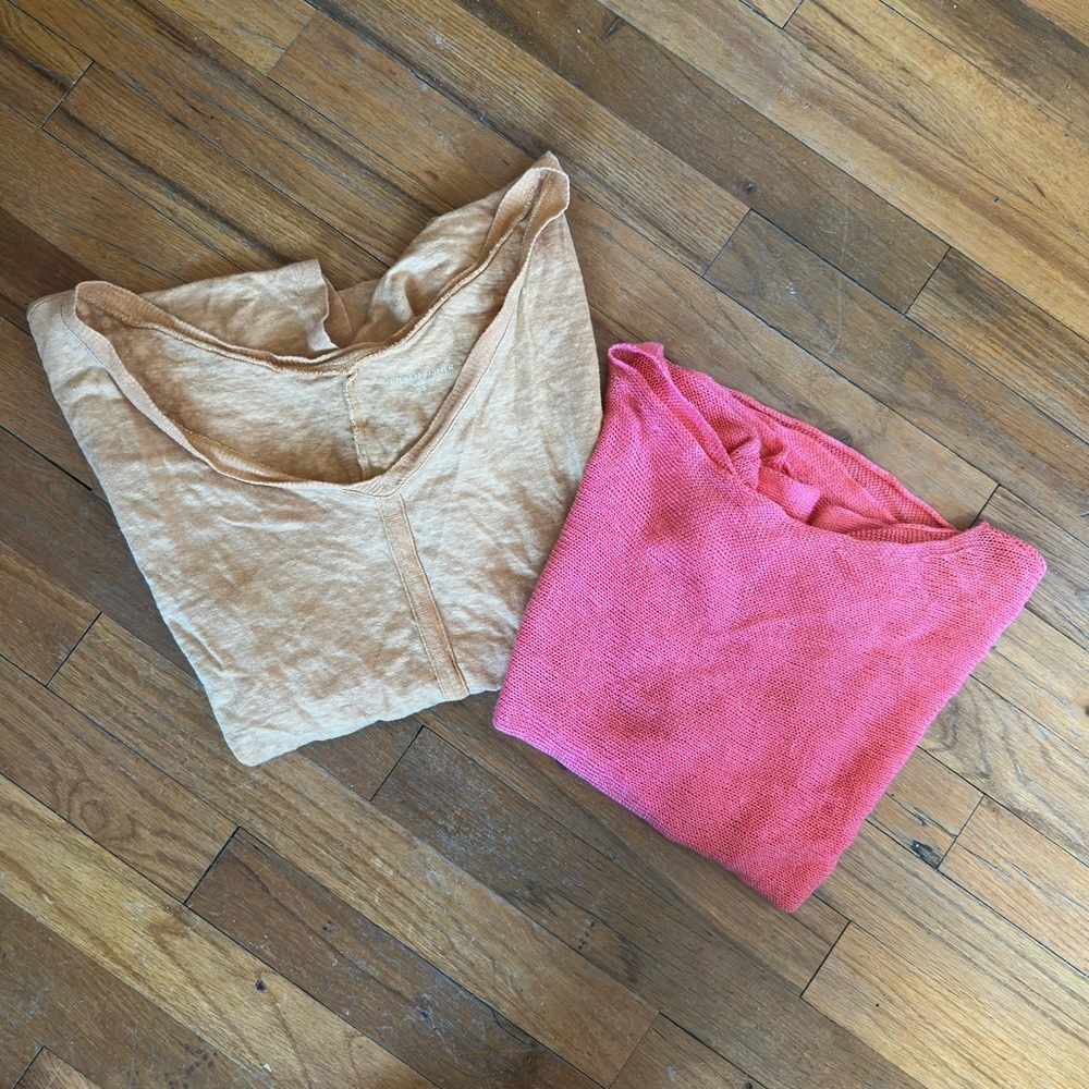 BUNDLE of 2 eileen fisher linen short sleeve blouses